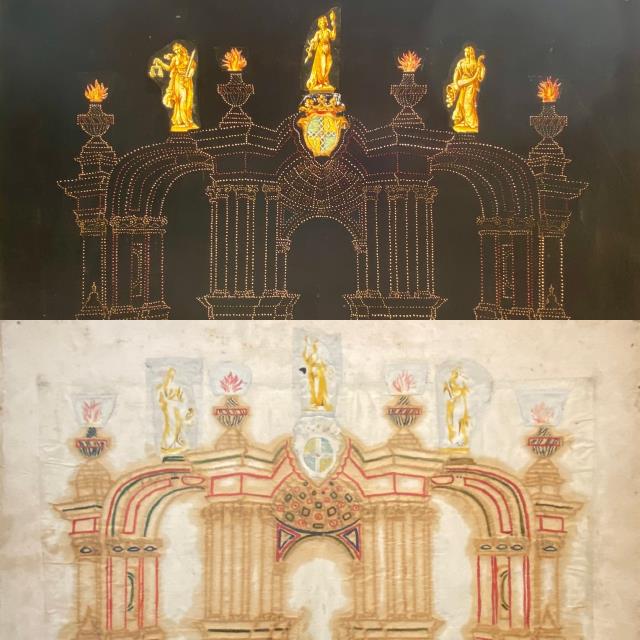 ANONIMO. Architettura di palazzo. Stampa traforata con effetto luce.
