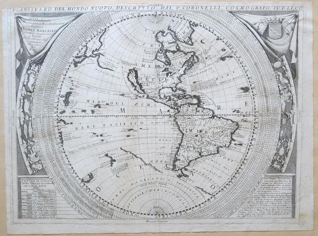 CORONELLI, VINCENZO MARIA. Planisfero del Mondo Nuovo, descritto dal P. Coro...