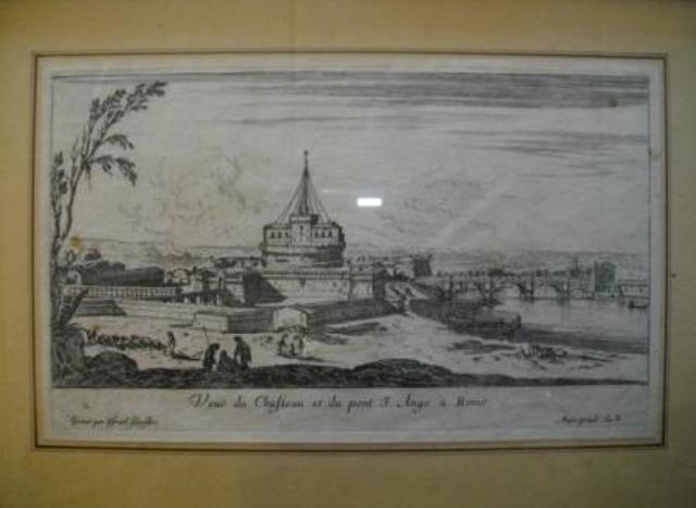 ISRAEL, SILVESTRE. Veue du chateau et du pont S. Ange a Rome.