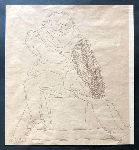 FIRMA NON DECIFRATA. Figura seduta.