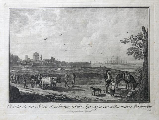 ALIPRANDI, GIACOMO - NERICI, BARTOLOMEO. Veduta di una parte di Livorno, e...
