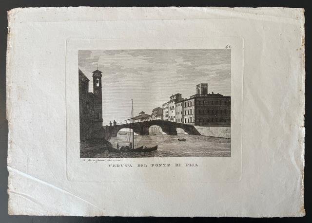 ROSASPINA, BERNARDO. Veduta del Ponte di Pisa.