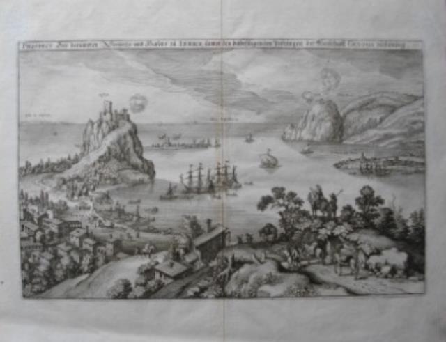 MERIAN, MATTHAUS. Prospect des berumpten Seeports und Hafens zu Lerice.