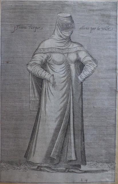 ANONIMO INCISORE FIAMMINGO DEL XVII SECOLO. Femme Turque allant par la ville.