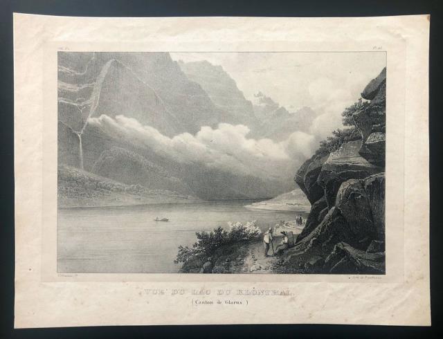 ENGELMANN, G. - VILLENEUVE. Vue du Lac du Klonthal (Canton de Glarus).