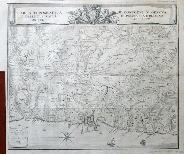 GEBAUER, J. J. Carta topografica de’ contorni di Genova e delle due...