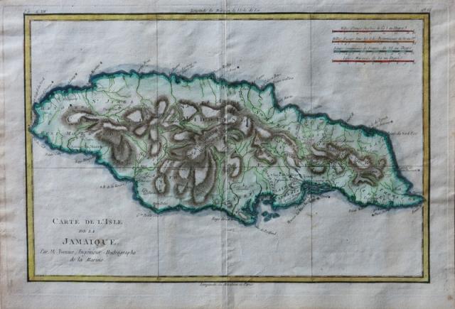 BONNE, M. Carte del'Isle de la Jamaique.