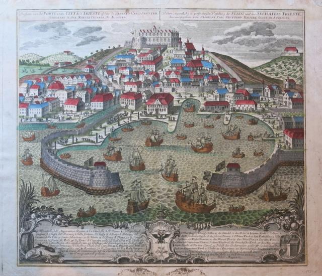 SEUTTER, ALBERTO CARLO. Prospetto vero del porto e della città di Trieste.