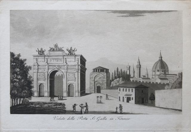GANDINI, FRANCESCO. Veduta della Porta S. Gallo in Firenze.