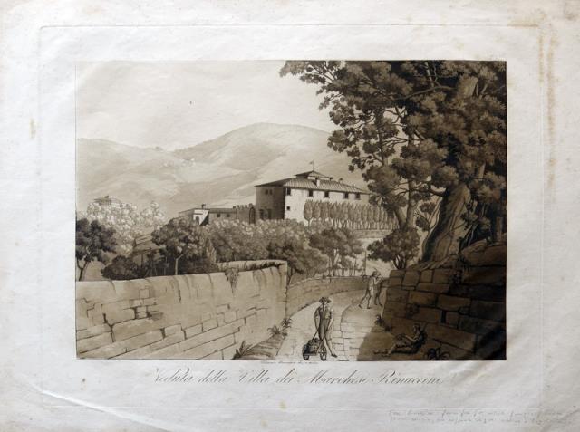 BONAJUTI, TELEMACO. Veduta della Villa dei Marchesi Rinuccini.