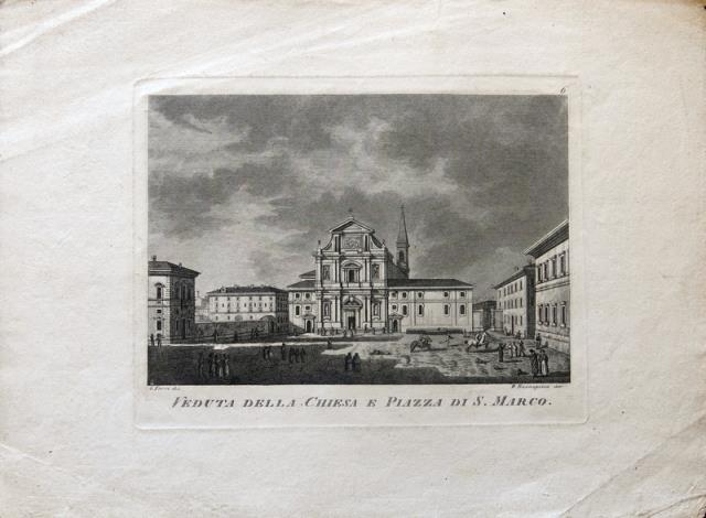 ROSASPINA, BERNARDINO – FERRI, G. Veduta della Chiesa e Piazza di S. Marco.