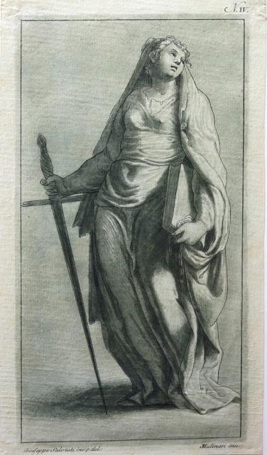 MULINARI, STEFANO. Figura femminile con gli attributi del libro e della spada.