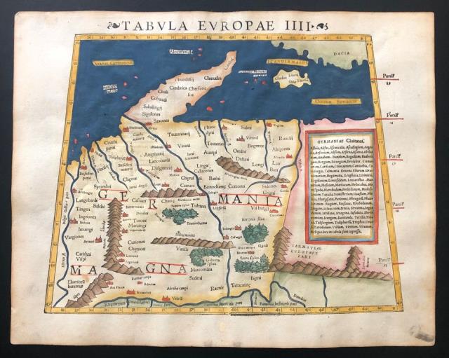 MUNSTER, SEBASTIAN. Tabula Europae IIII. Germania Magna Civitates.