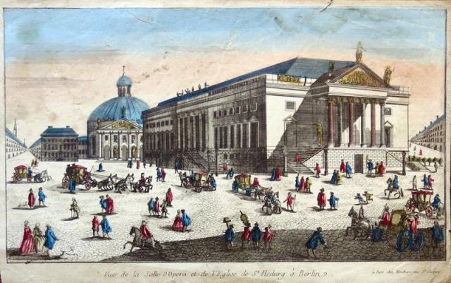 MONDHARE. Vue de  de la Salle d'Opera et d'Eglise de St. Hedurg à Berlin.