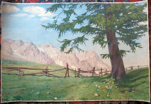 SETTI, GIOVANNI. Paesaggio alpino con gruppo di montagne.