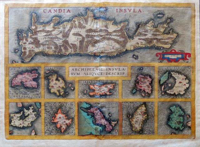 ORTELIO, ABRAMO. Candia Insula Archipelagi Insularum aliquct Descrip.