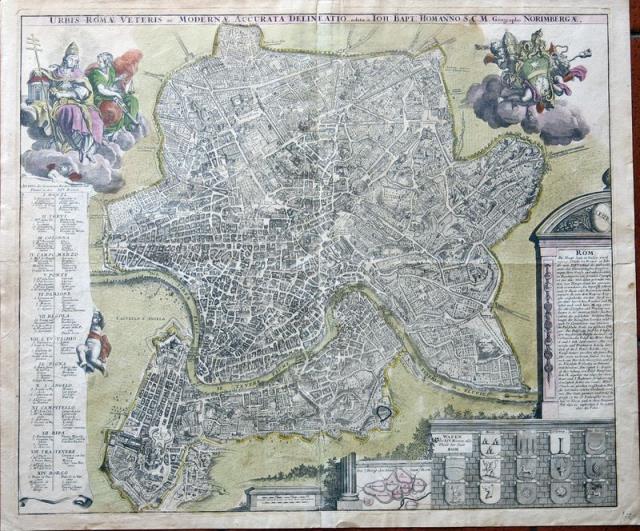 HOMANN, JOHANNE BAPTISTE. Urbis Romae veteris ac modernae accurata delinea...