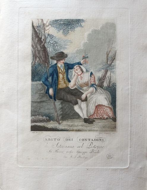 BICCI, ANTONIO – LASINIO, CARLO. Abito di contadini di Satornana nel Pistoiese.