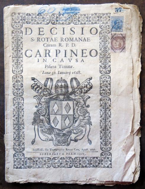 AA. VV. Decisio S. Rotae Romanae Coram R. P. D. Carpineo in causa Pisana...
