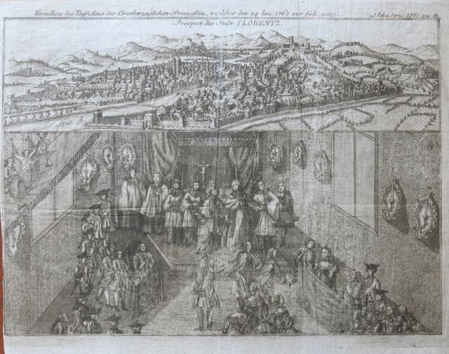 ANONIMO DEL XVIII SECOLO. Prospect der stadt Florentz. Vorstellung des Tauf...