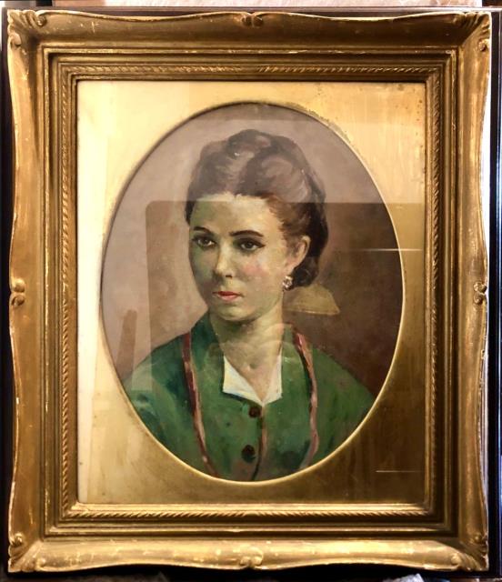 COCCHI, MARIO. Ritratto in ovale di giovane donna.