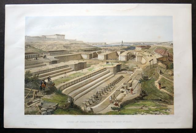 SIMPSON, WILLIAM. Docks at Sebastopol with ruins of Fort S.t Paul