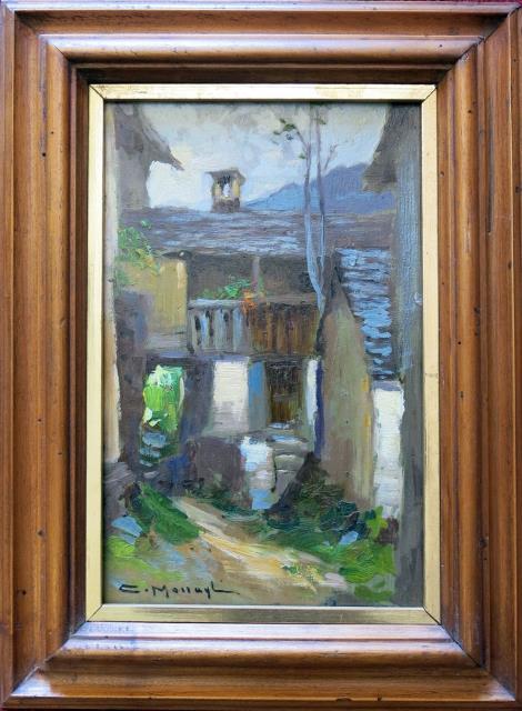 MOIRAGHI, ANACLETO. Scorcio di montagna con vecchia casa.