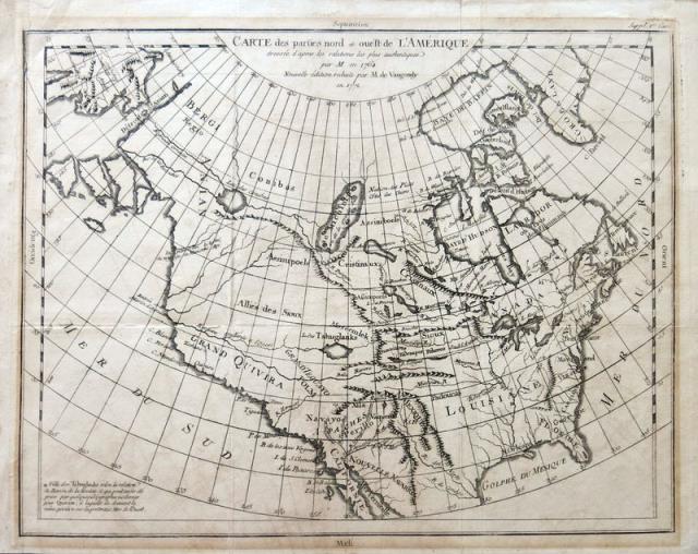 VAUGONDY, M. (DE). Carte des parties Nord et Ovest de l’Amérique.