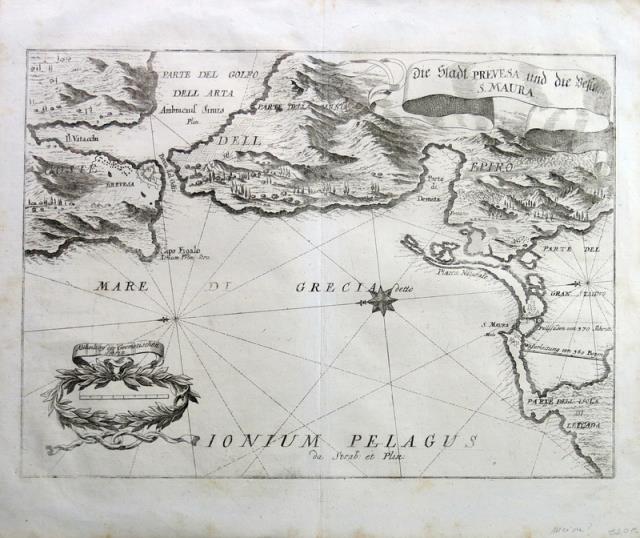 MERIAN, MATTAHAUS (“Il Vecchio”). Die stadt Prevesa und die besung S. Maura.