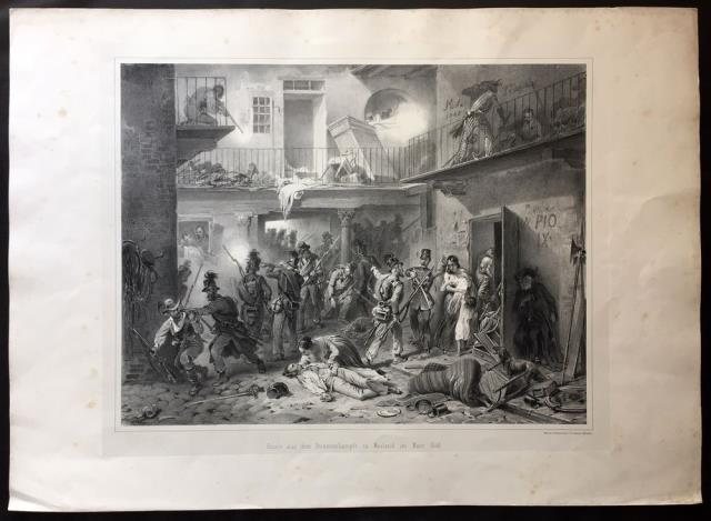ADAM, FRANZ. Scene aus dem Strassenkampfe zu Mailand im Marz 1848.