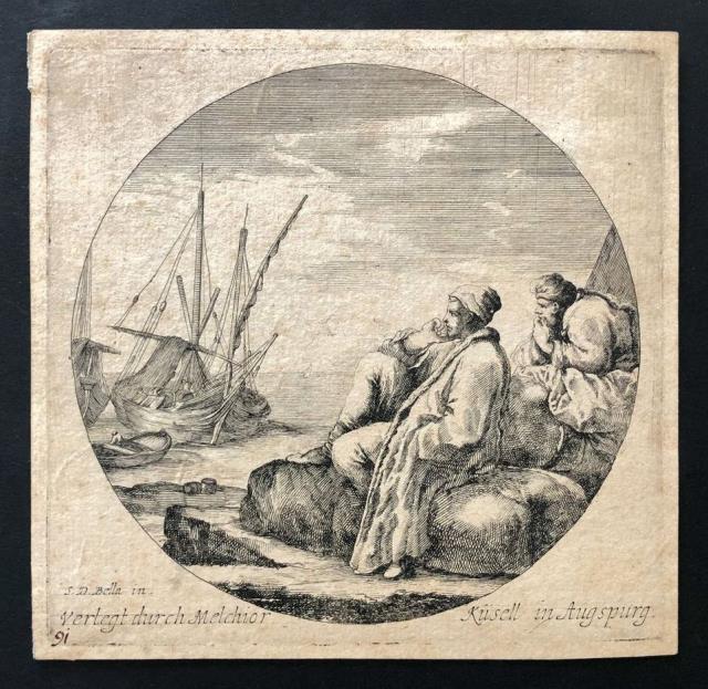 DELLA BELLA, STEFANO. Paesaggi e porti di mare nel tondo.